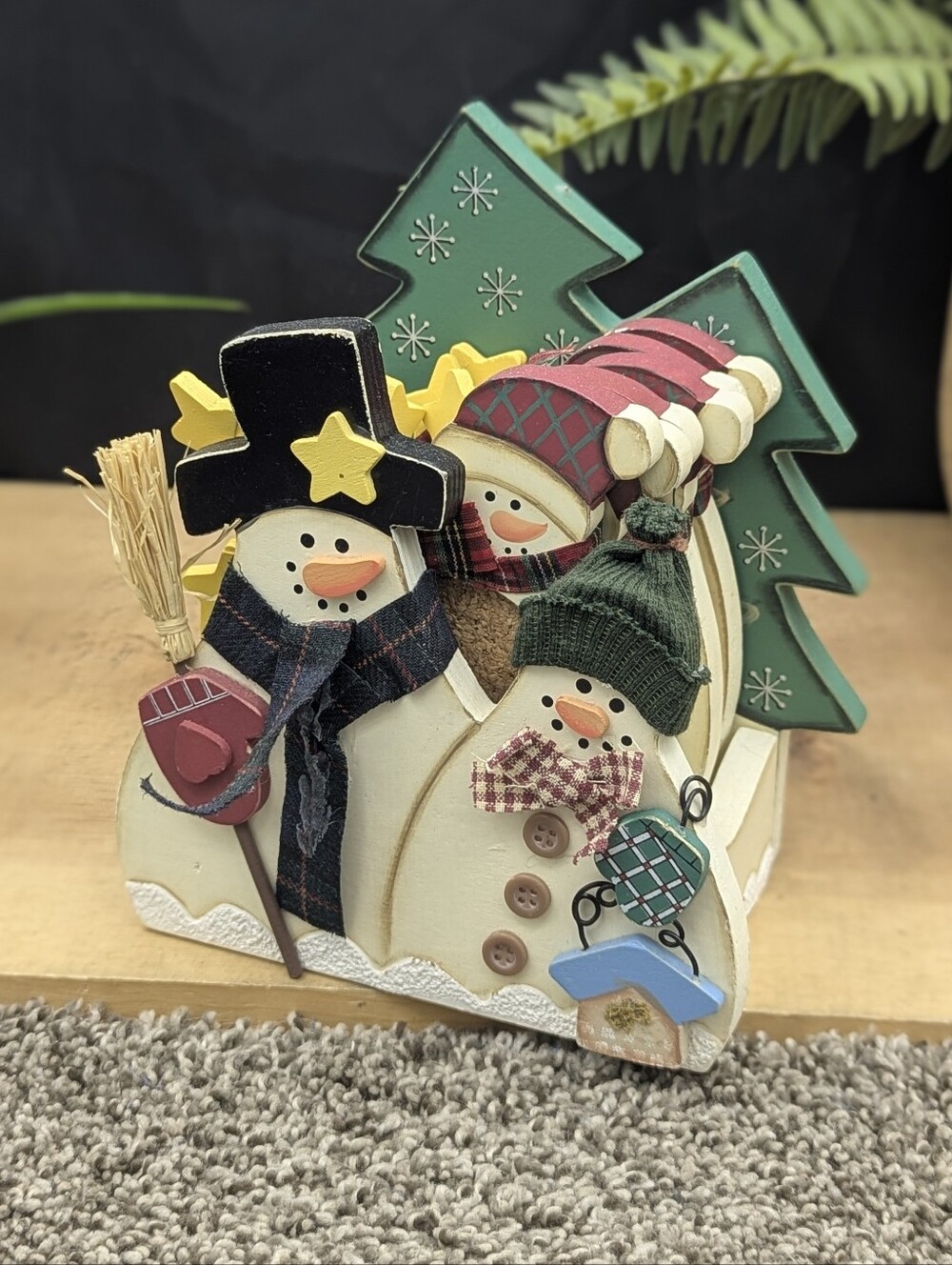 Christmas Coaster Set Wood Hand Made Holiday